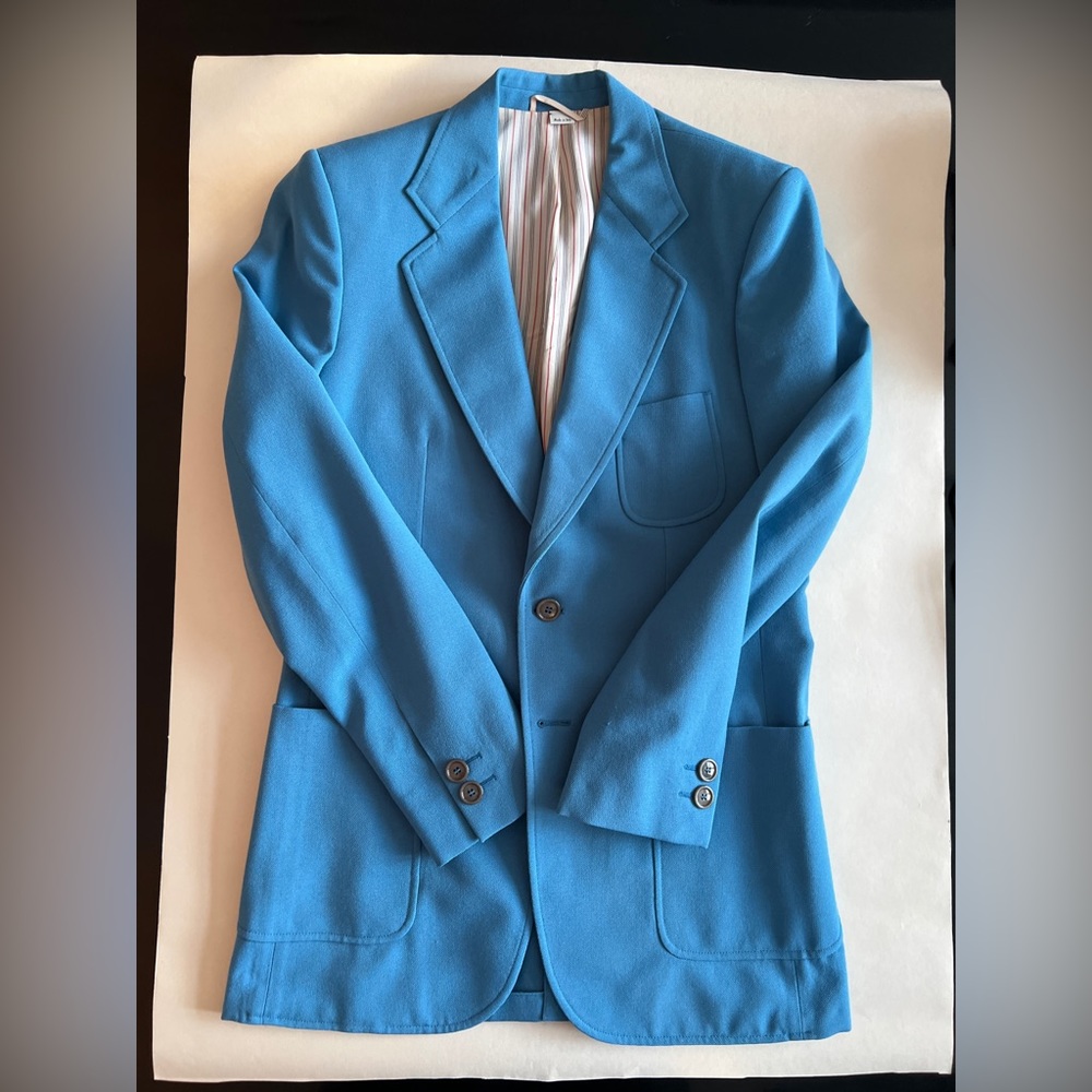 - Gucci Solid Wool-Blend Blue Sport Coat